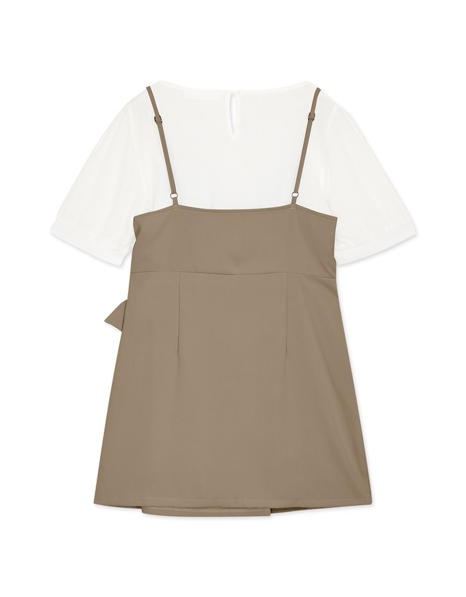 Elegance Fake Two-Piece Side-Tie Ribbon Mini Dress