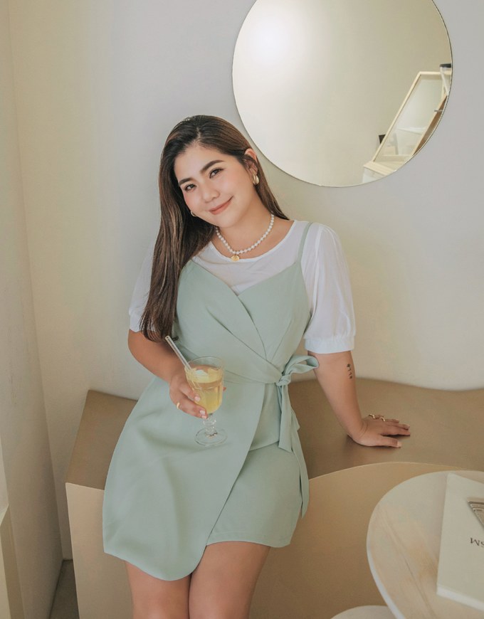Elegance Fake Two-Piece Side-Tie Ribbon Mini Dress