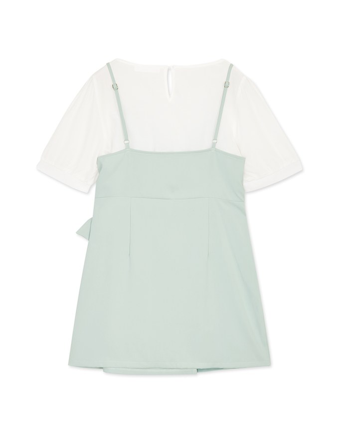 Elegance Fake Two-Piece Side-Tie Ribbon Mini Dress