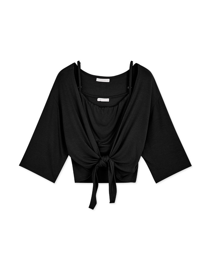 Scrunch Cami Top & Ribbon Cardigan Set Wear