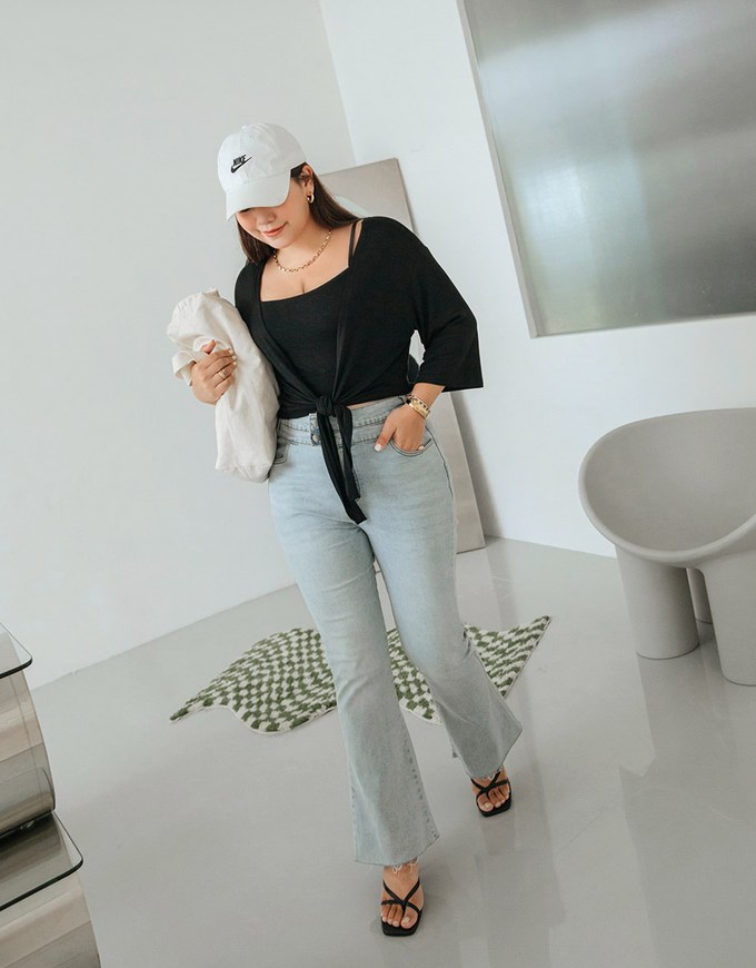 Scrunch Cami Top & Ribbon Cardigan Set Wear