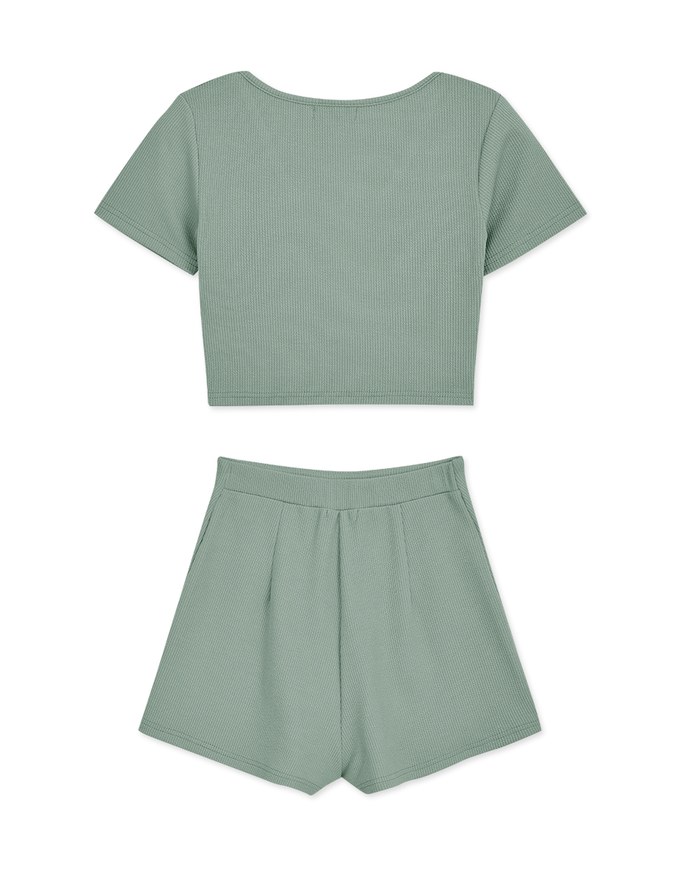 Stark Minimalism Front Twist Top + Skorts Set Wear