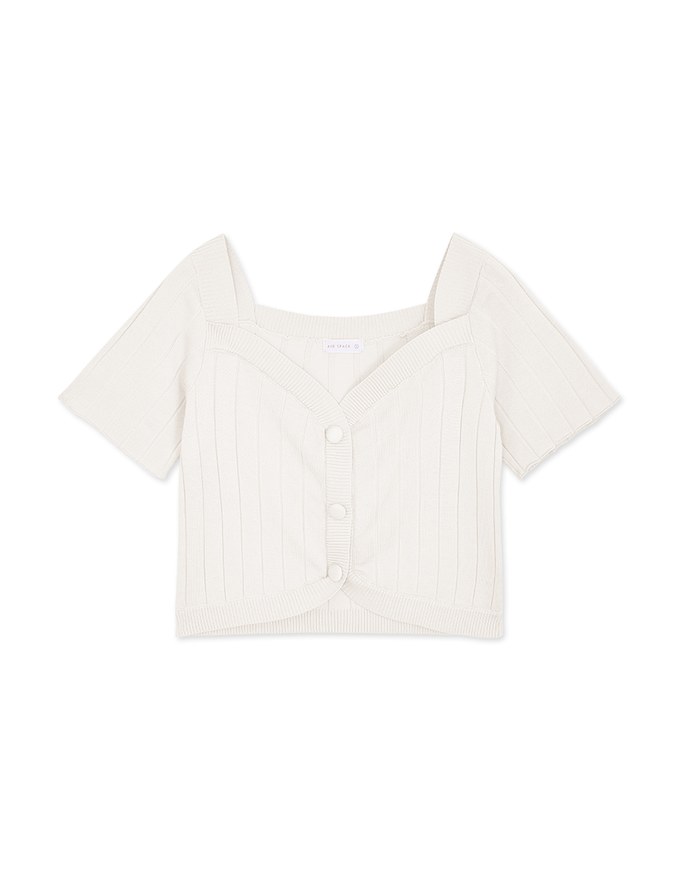 Retro Square Neck Crop Knit Top