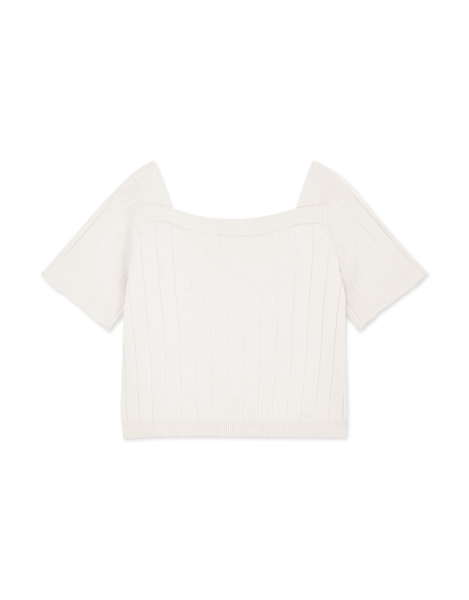 Retro Square Neck Crop Knit Top