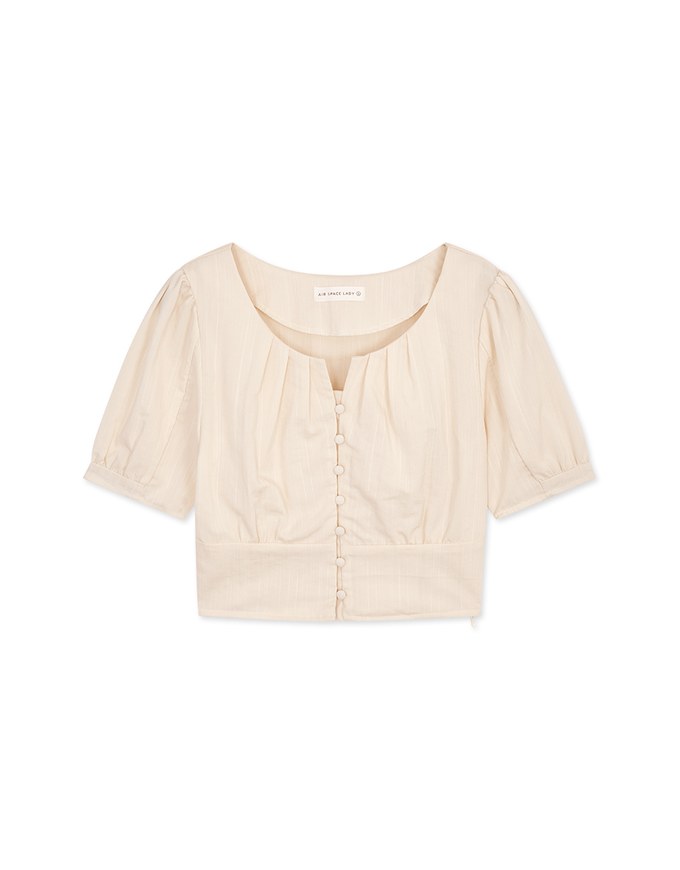 Feminine Aesthetic Pleated Buttoned Top