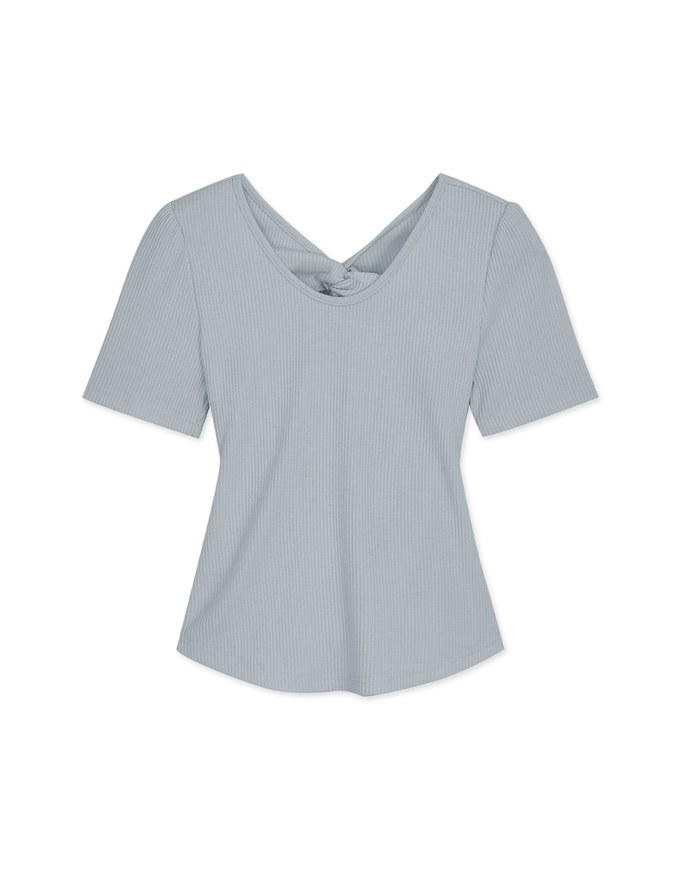 Basic Minimalistic Back Knot Hollow Knit Top