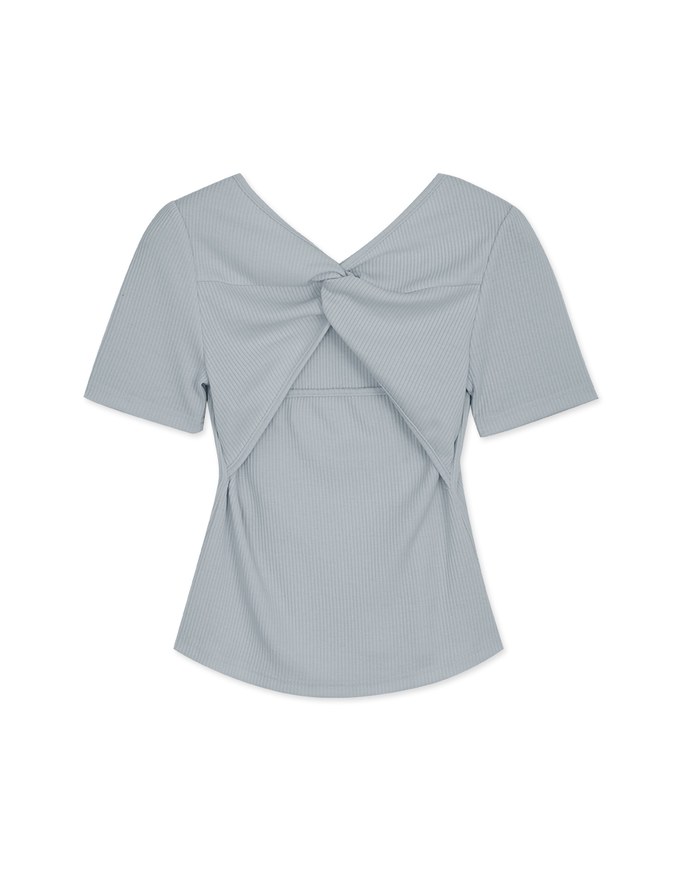 Basic Minimalistic Back Knot Hollow Knit Top