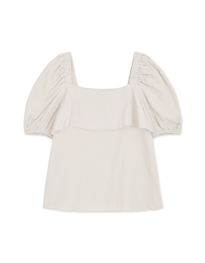 Enhanced Square Neck Ruffled Splice Top