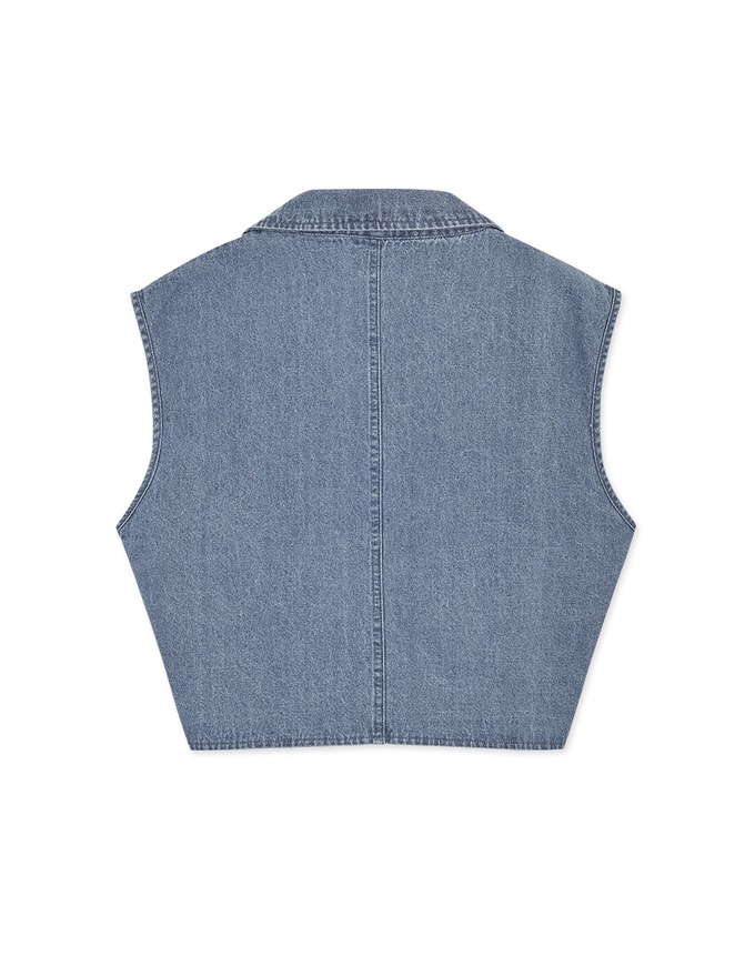 Iconic Front-Tie Denim Jeans Sleeveless Blouse Shirt