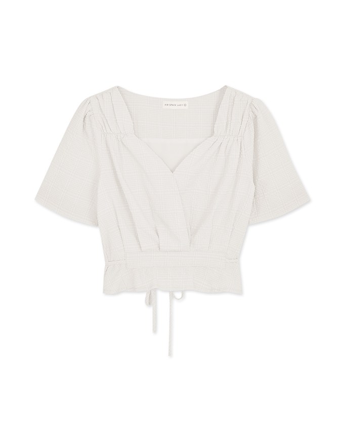 Soigné Fine Gingham Tie-Back Top
