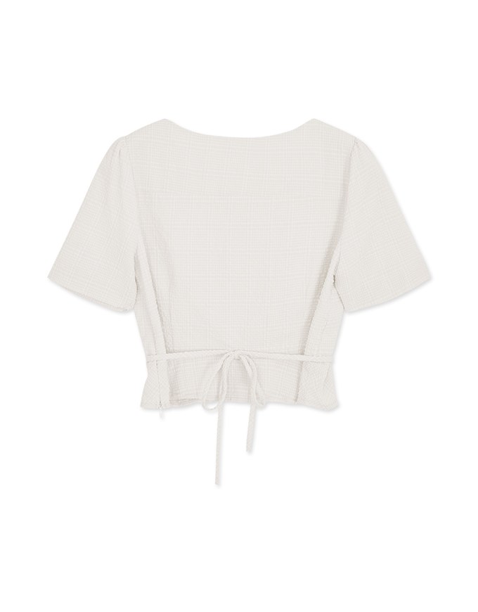 Soigné Fine Gingham Tie-Back Top
