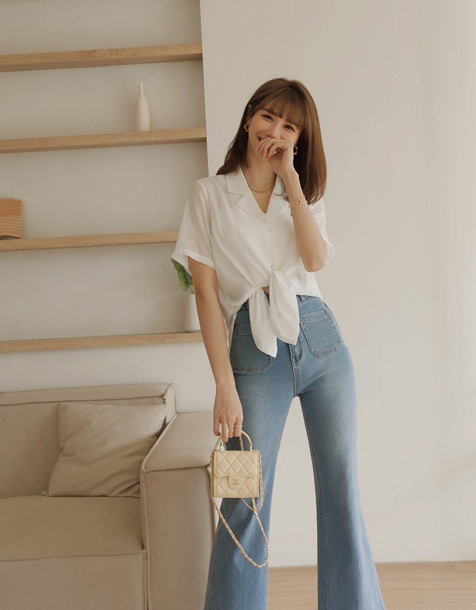 Smart Casual Short Sleeve Chiffon Blouse Shirt