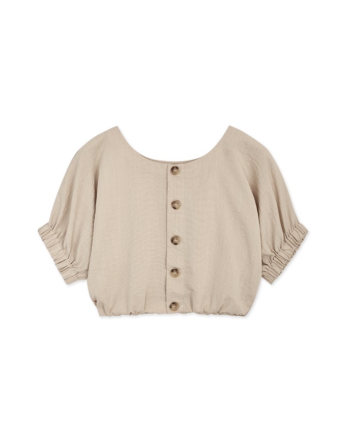 2WAY Button Down Cinched Waist Crop Top