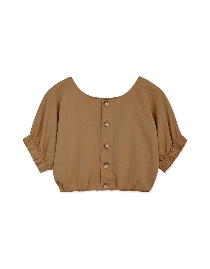 2WAY Button Down Cinched Waist Crop Top