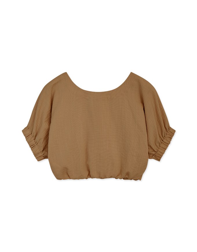 2WAY Button Down Cinched Waist Crop Top