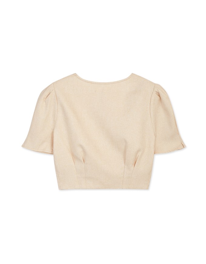 Soigné Pleated Buttoned Crop Top