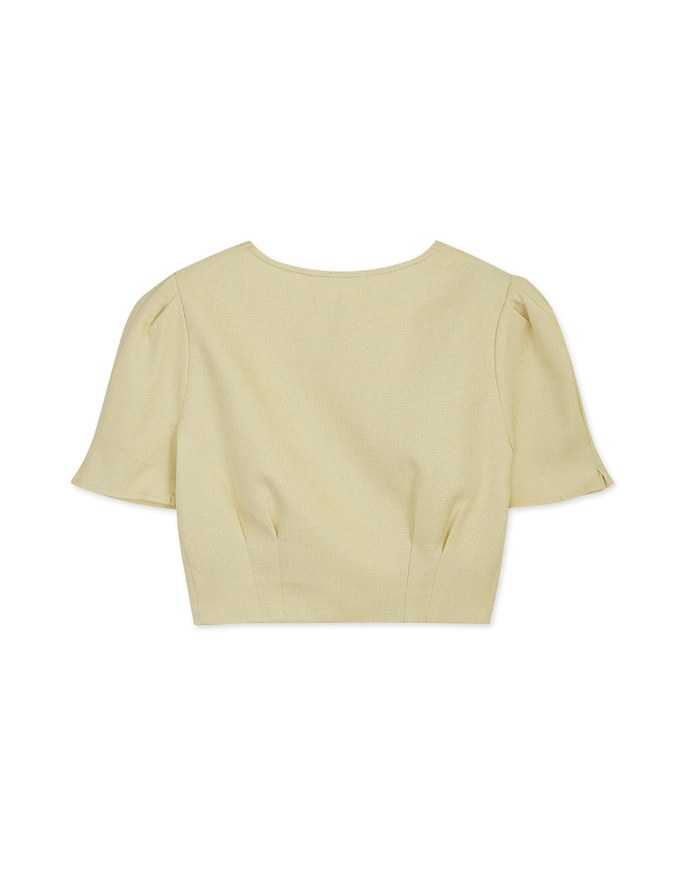 Soigné Pleated Buttoned Crop Top