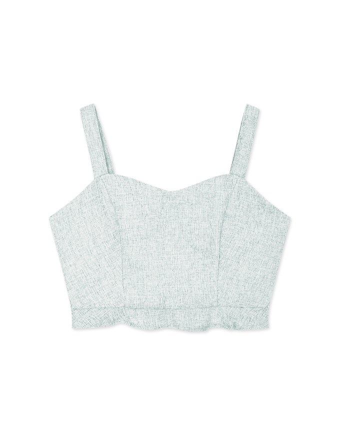 Weave Ruffled Hem Crop Tank Top