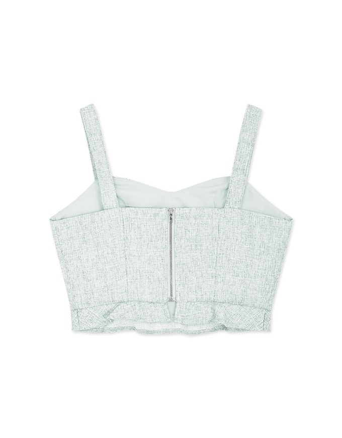 Weave Ruffled Hem Crop Tank Top