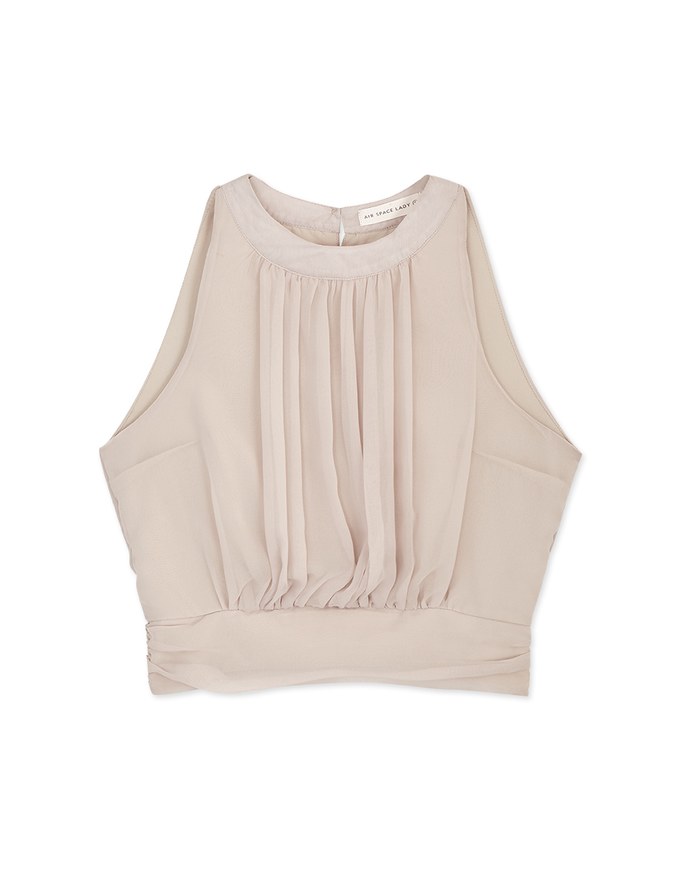 Soigné Pleated Halter Chiffon Top