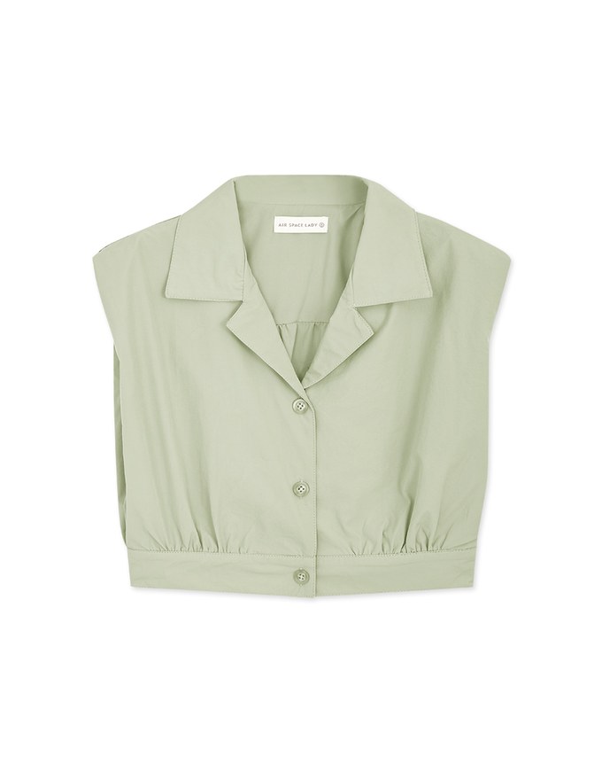 Smart Casual Sleeveless Lapel Crop Blouse Shirt