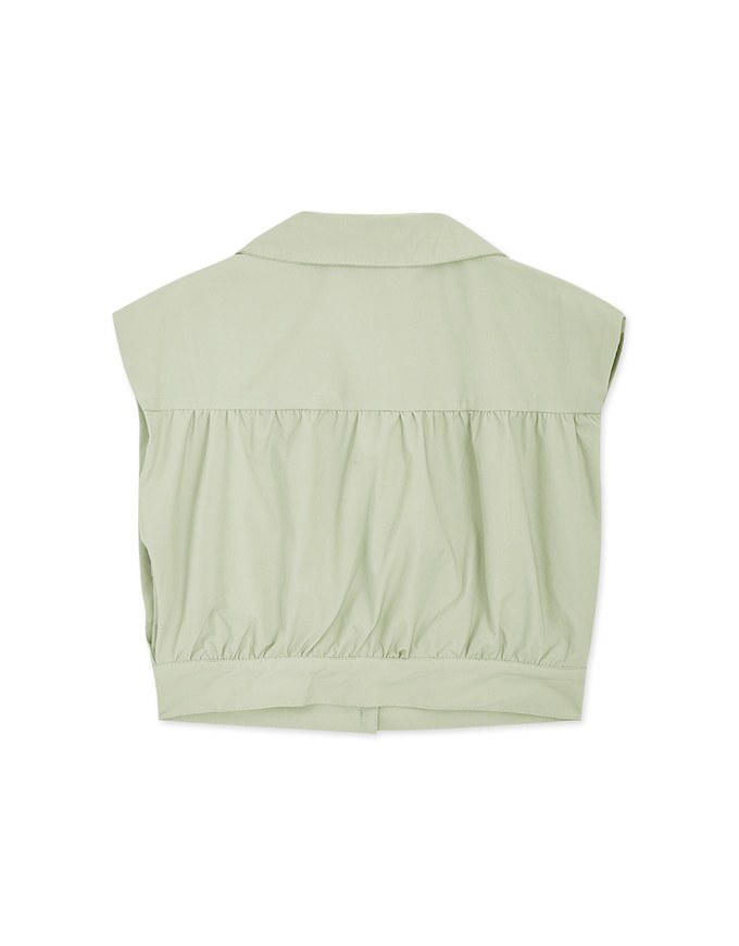Smart Casual Sleeveless Lapel Crop Blouse Shirt