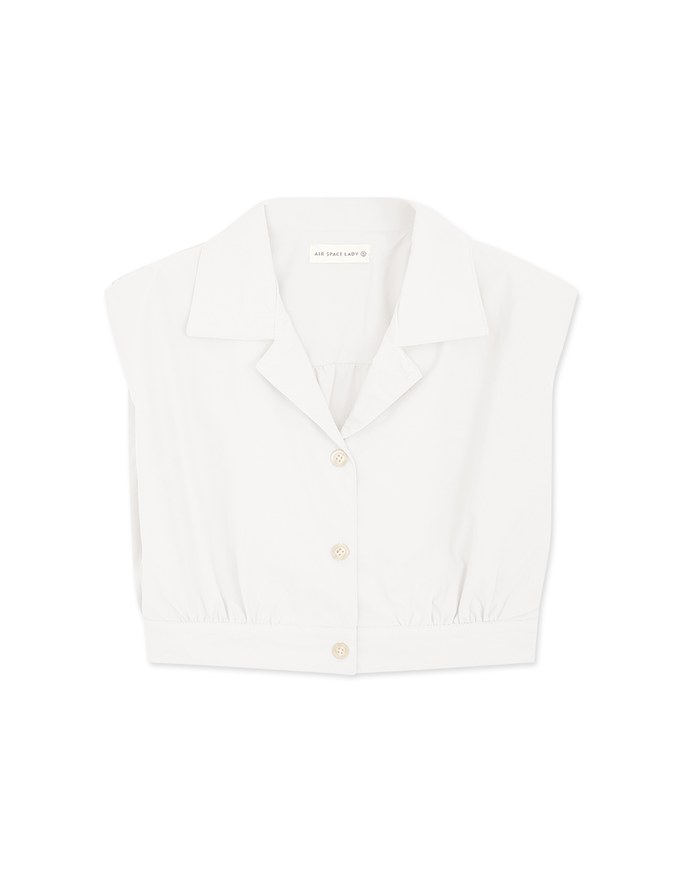 Smart Casual Sleeveless Lapel Crop Blouse Shirt