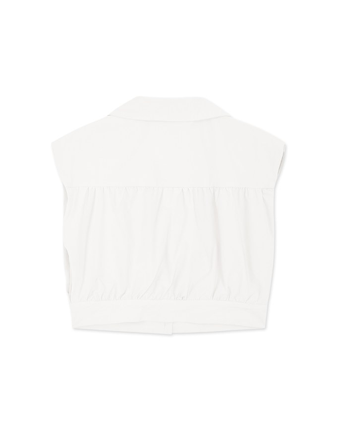 Smart Casual Sleeveless Lapel Crop Blouse Shirt