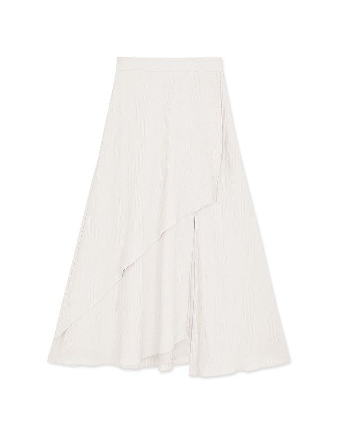 Irregular Layered Slit Flowy Maxi Skirt