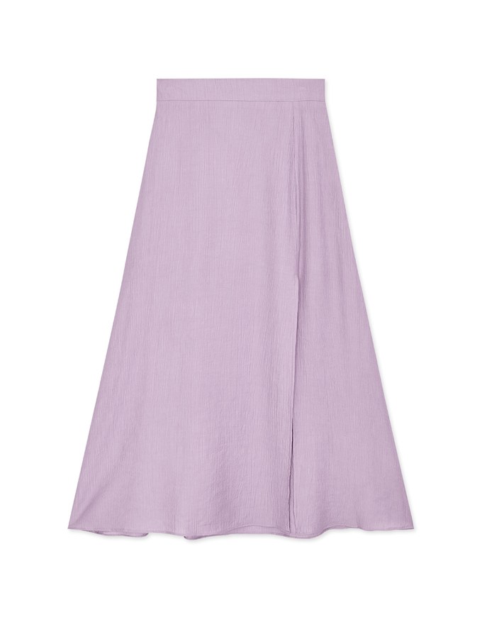 Crinkled Textured Slit Maxi Skirt
