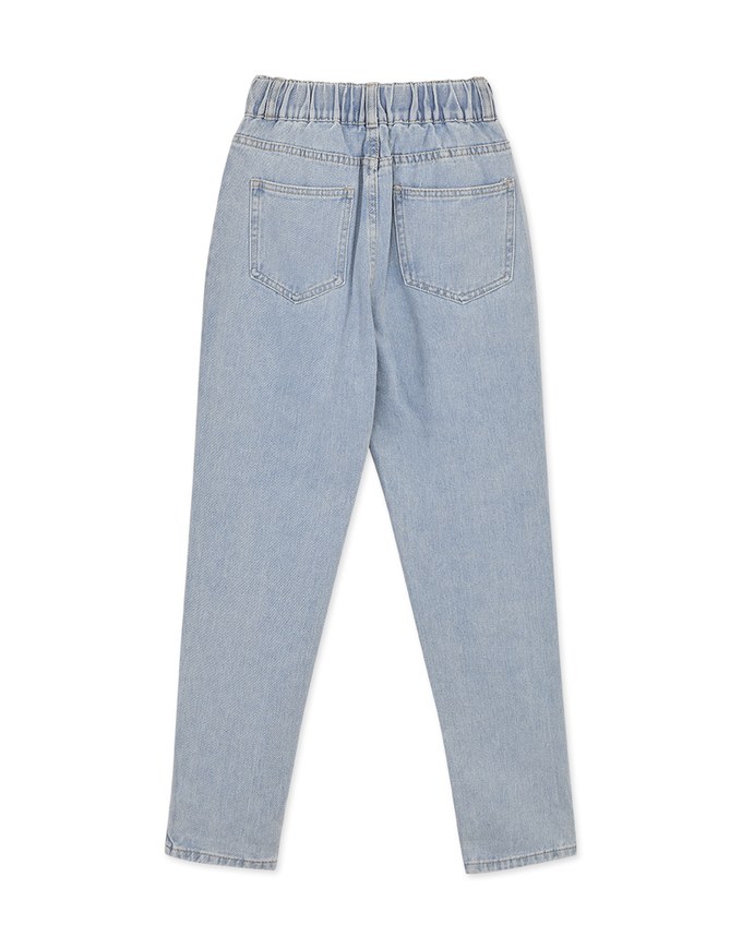 Double Button High Waisted Denim Jeans Slim Fit Pants