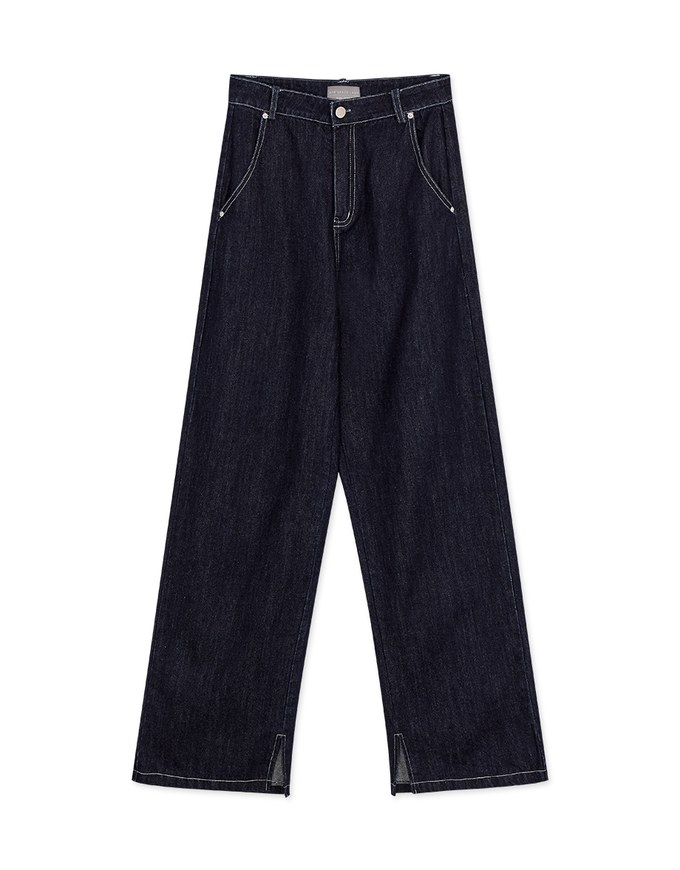 【Vacanza】Casual Cooling Slit Straight-Leg Denim Jeans Pants