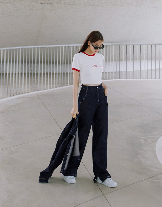 【Vacanza】Casual Cooling Slit Straight-Leg Denim Jeans Pants