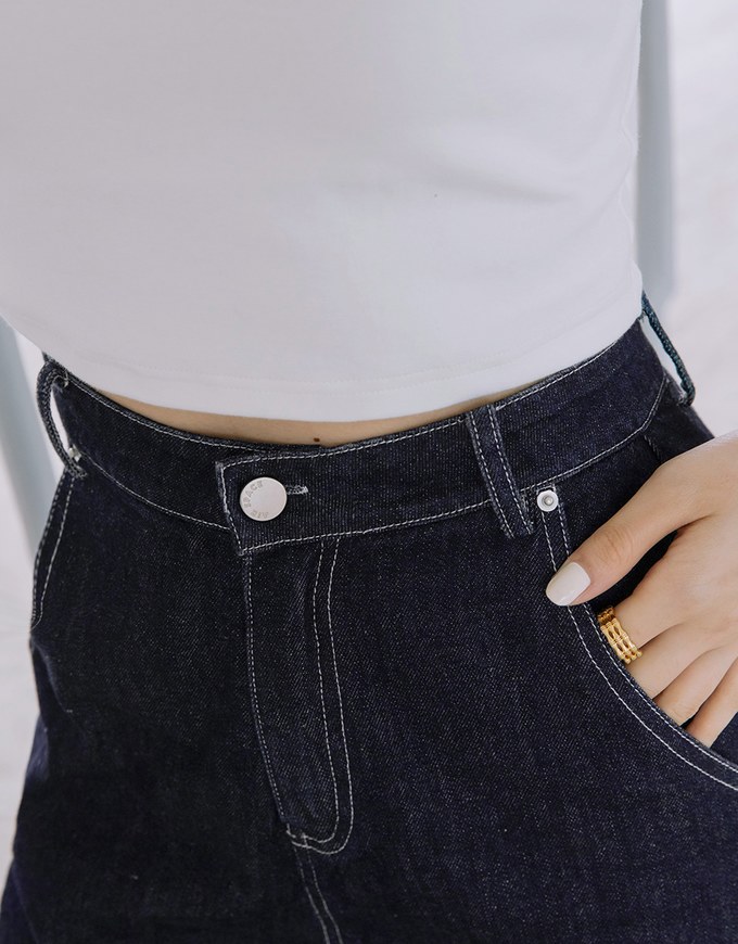 【Vacanza】Casual Cooling Slit Straight-Leg Denim Jeans Pants
