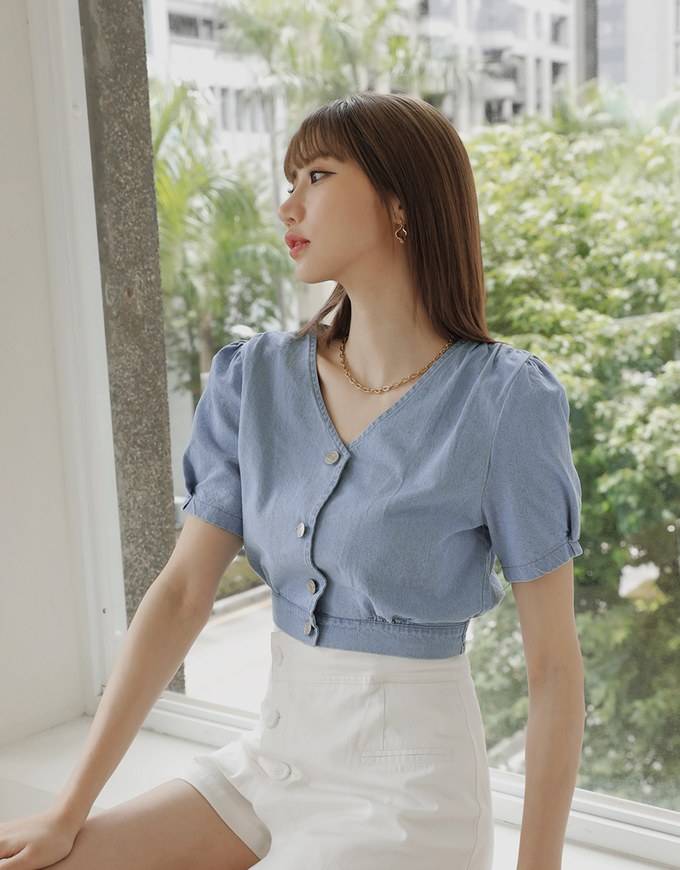Bias-Cut Buttoned A-Line Skorts