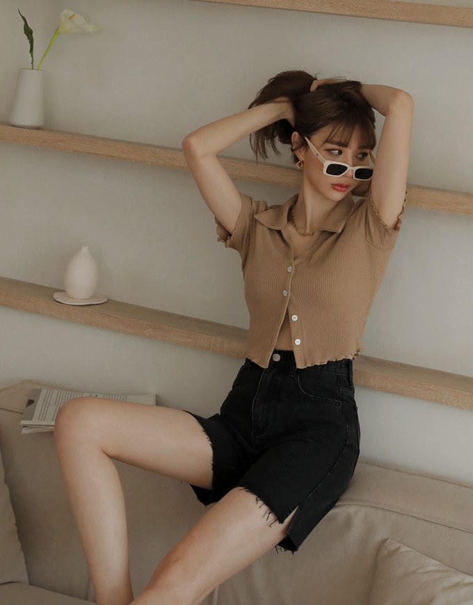 Casual Chic Distressed Hem Slit Denim Jeans Pants
