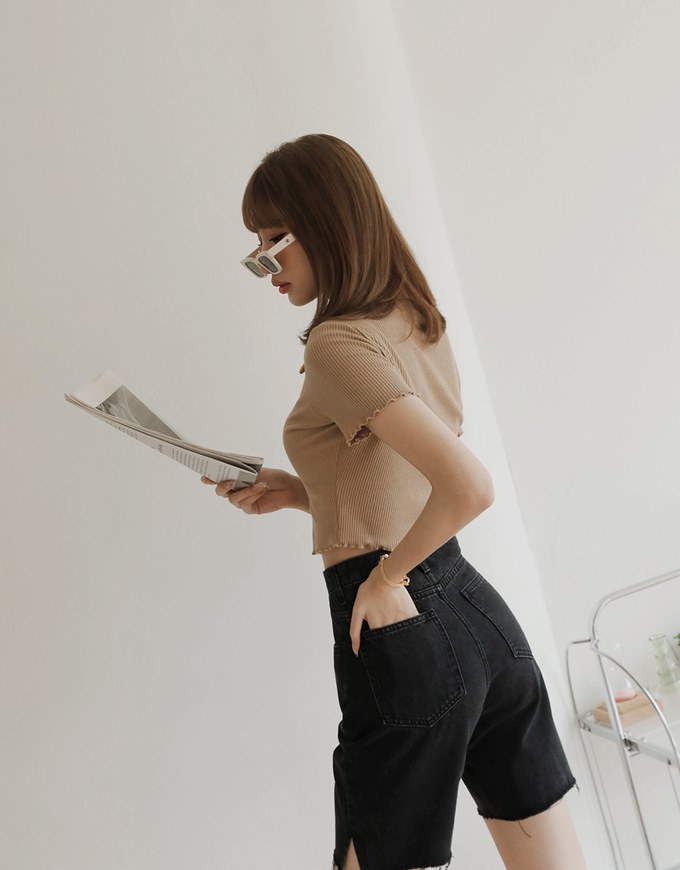 Casual Chic Distressed Hem Slit Denim Jeans Pants