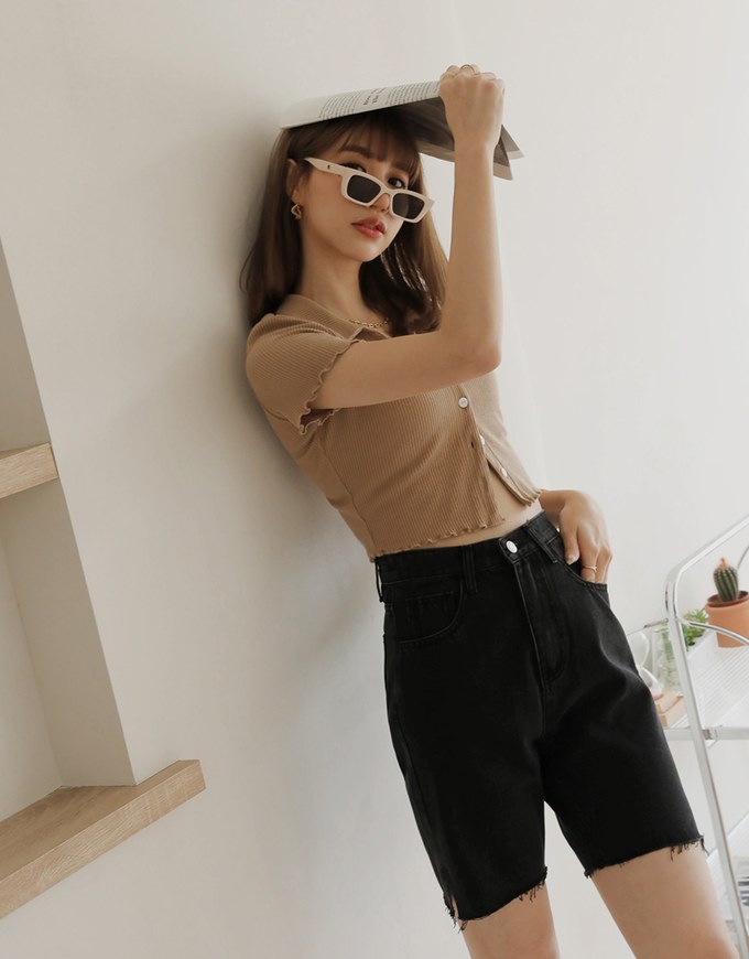 Casual Chic Distressed Hem Slit Denim Jeans Pants