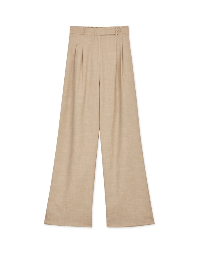 Side-button Detailed Pleated Suit Pants