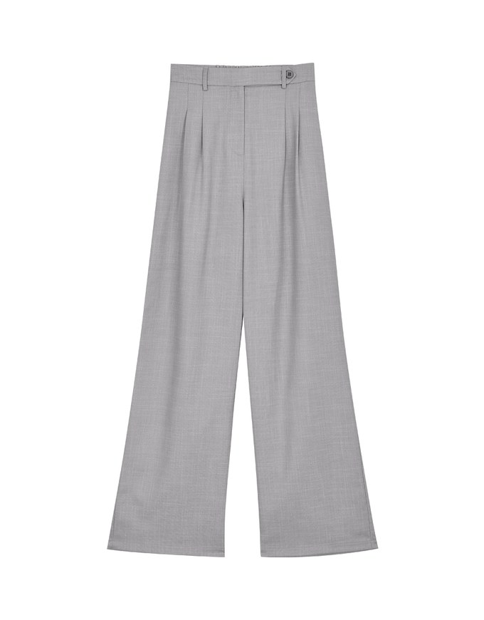 Side-button Detailed Pleated Suit Pants