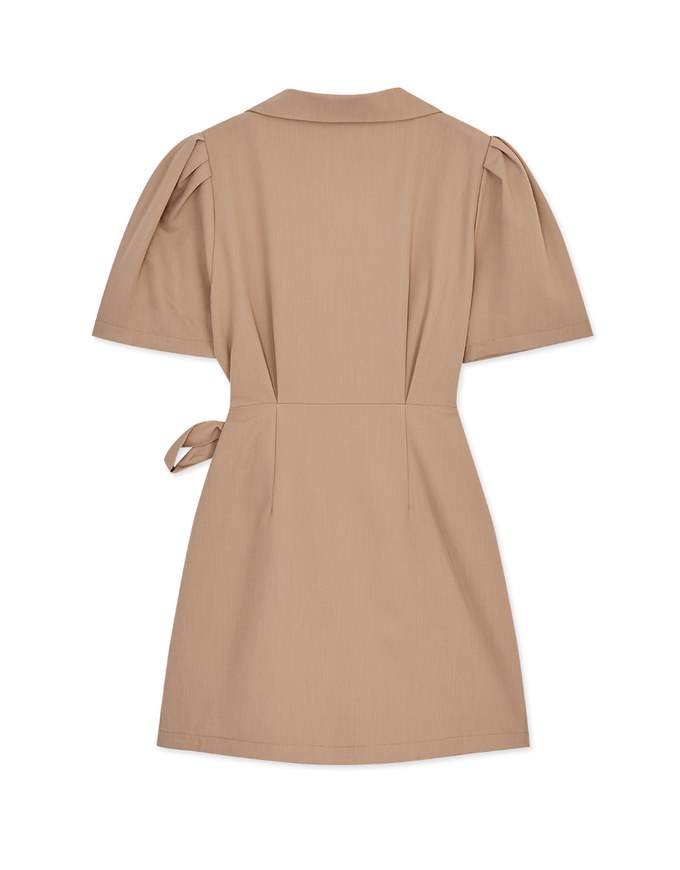 Edgy Chic Side-Tie Scrunch Puff Sleeve Suit Mini Dress
