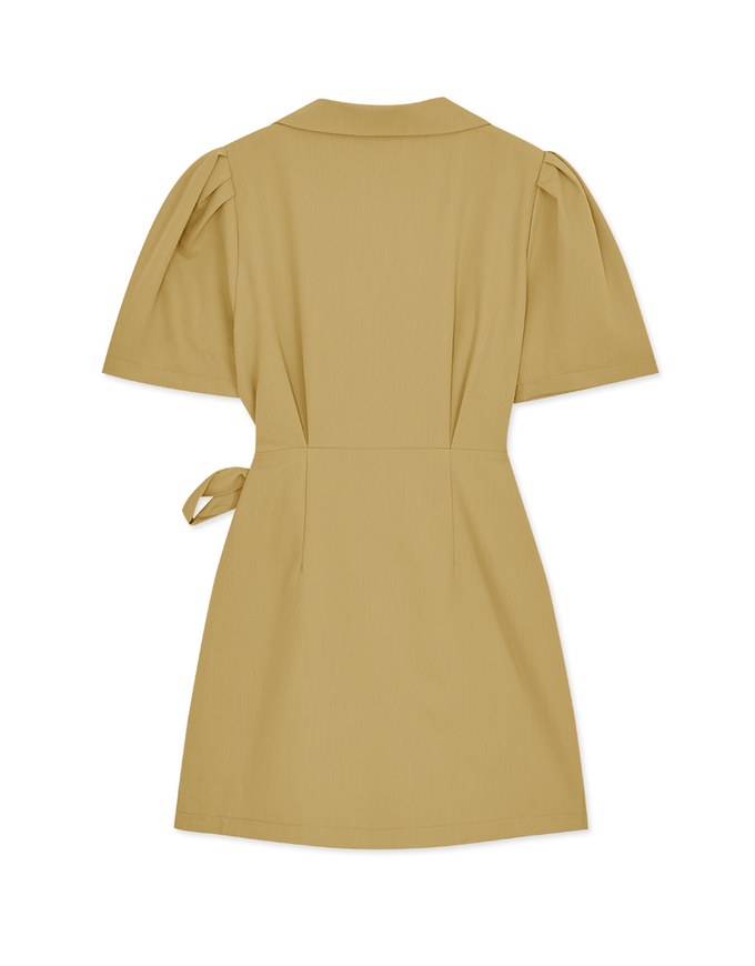 Edgy Chic Side-Tie Scrunch Puff Sleeve Suit Mini Dress
