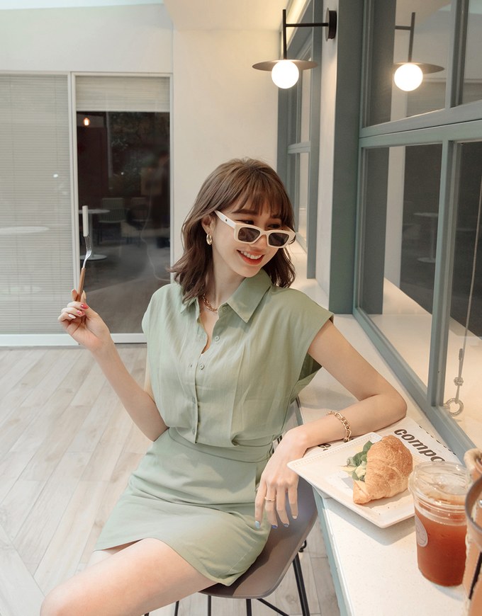 Edgy Chic Button Up Shirt Mini Dress