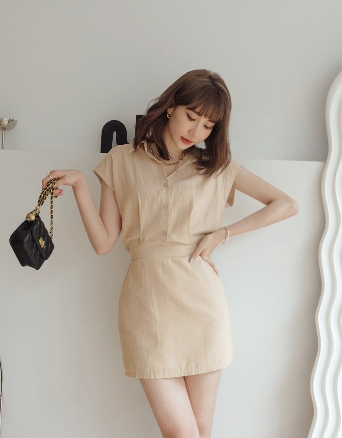 Edgy Chic Button Up Shirt Mini Dress