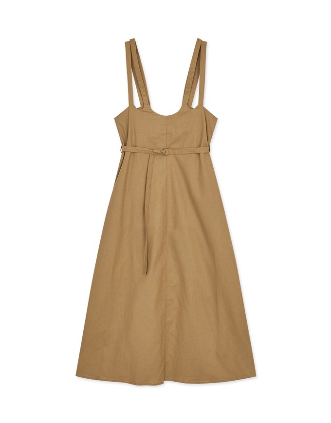 Whimsical Double Strap Pinafore Maxi Dress (With Belt)