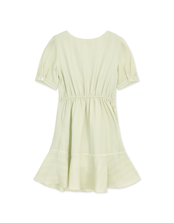 Side Scrunch Gingham Ruffled Hem Mini Dress