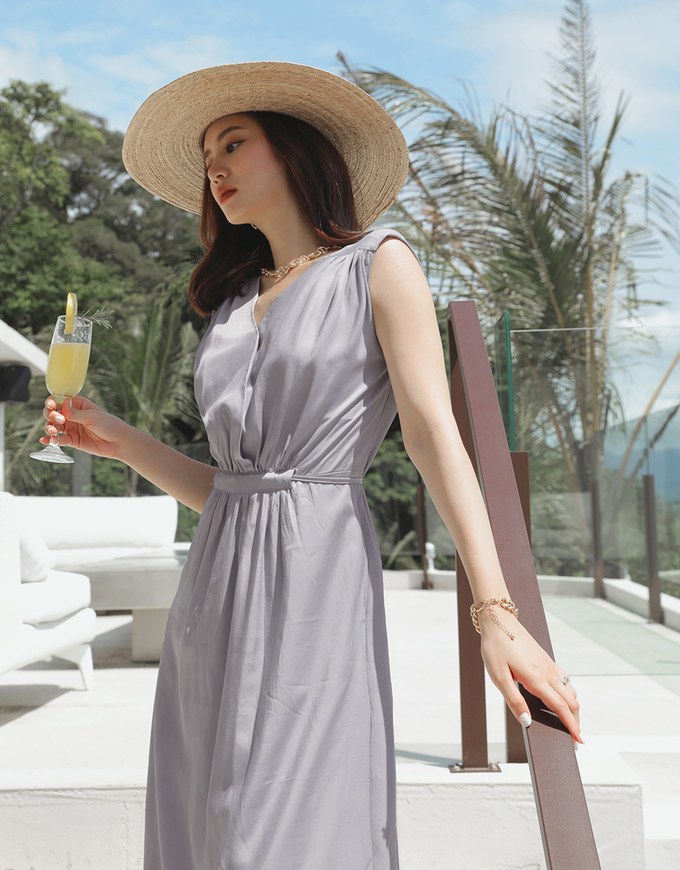 Ethereal Tie-Back Scrunch Sleeveless Maxi Dress