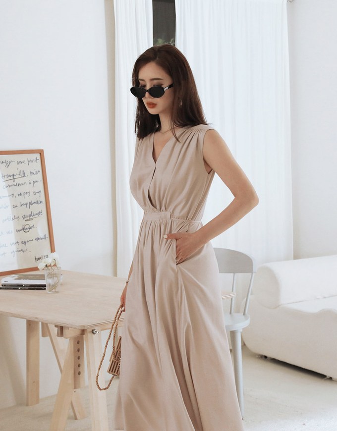 Ethereal Tie-Back Scrunch Sleeveless Maxi Dress
