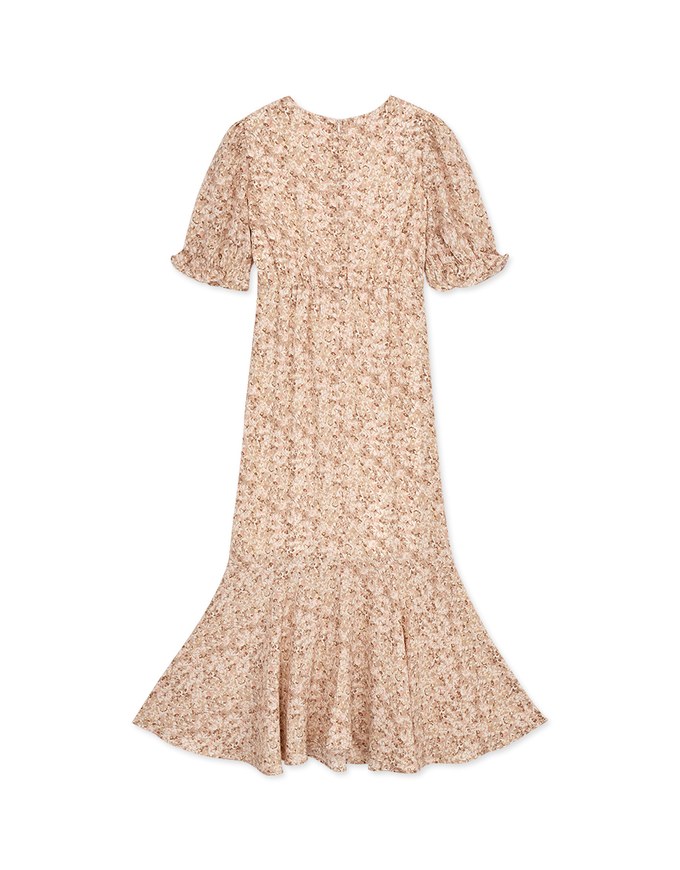 Romantic Floral Side Slit Long Dress