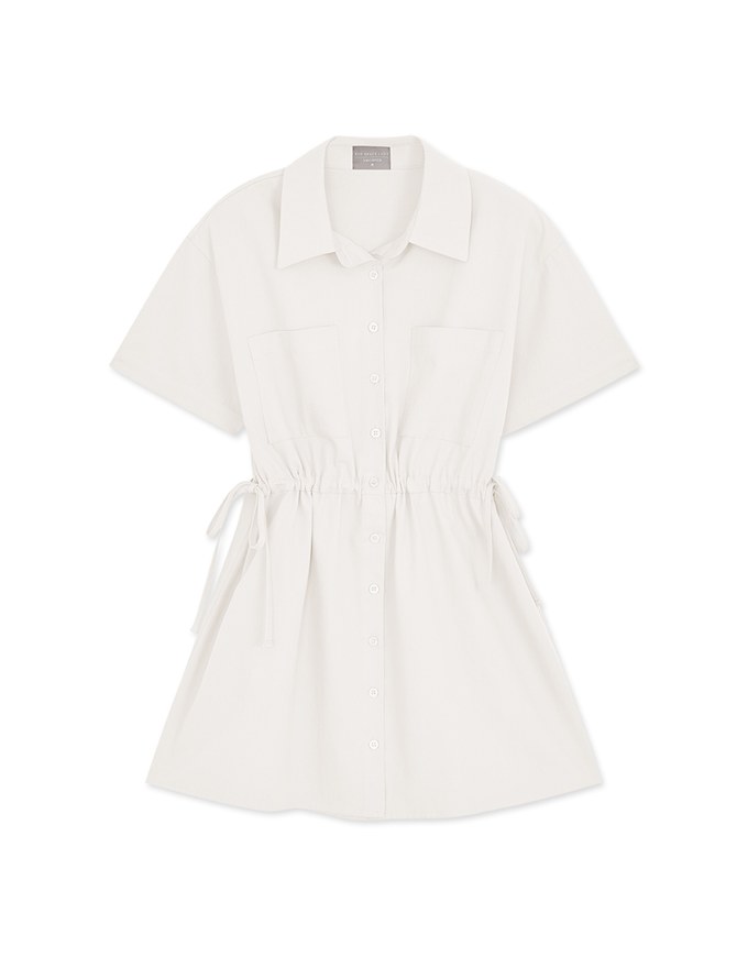 【Vacanza】Laidback Side Dual-Drawstring Mini Shirt Dress
